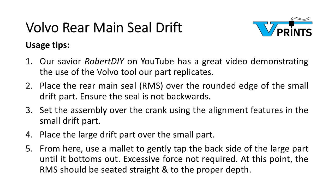 Volvo Whiteblock Rear Main Seal Install Tool (PN 9997174)