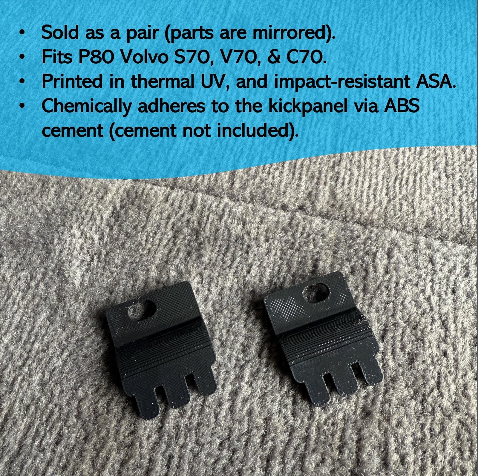 Volvo S70 V70 C70 Passenger's Kickpanel Repair Patches