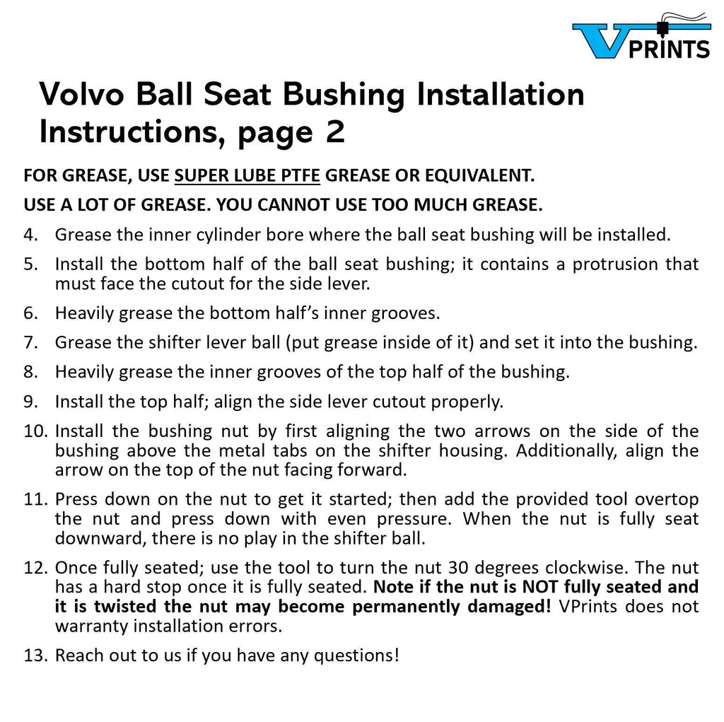 Volvo 1993-99 M56 Side Lever x3 Partial Bushing Kit