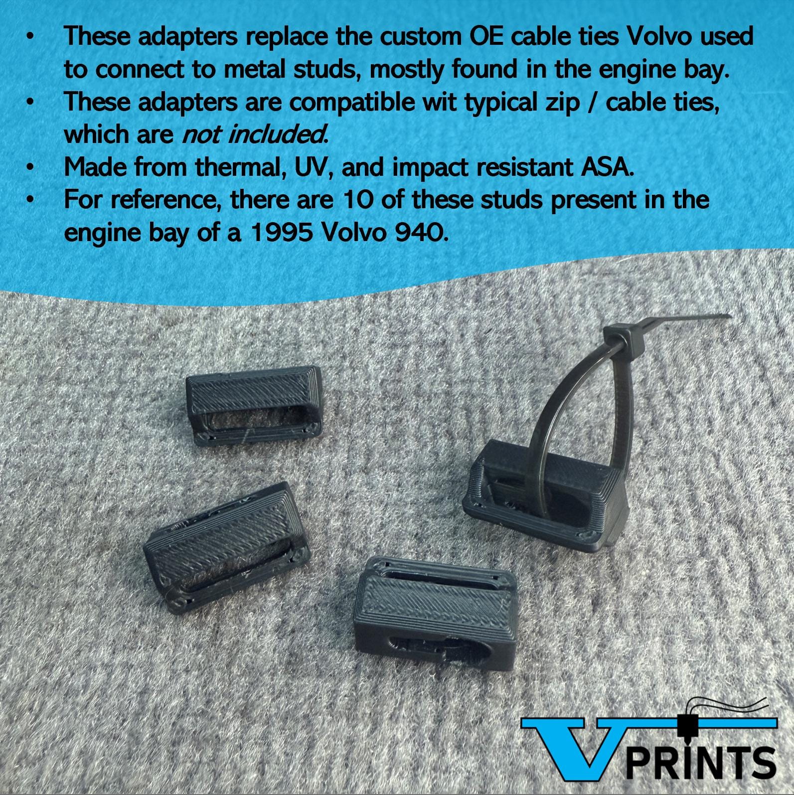Volvo Stud-Style Cable Tie Adapters