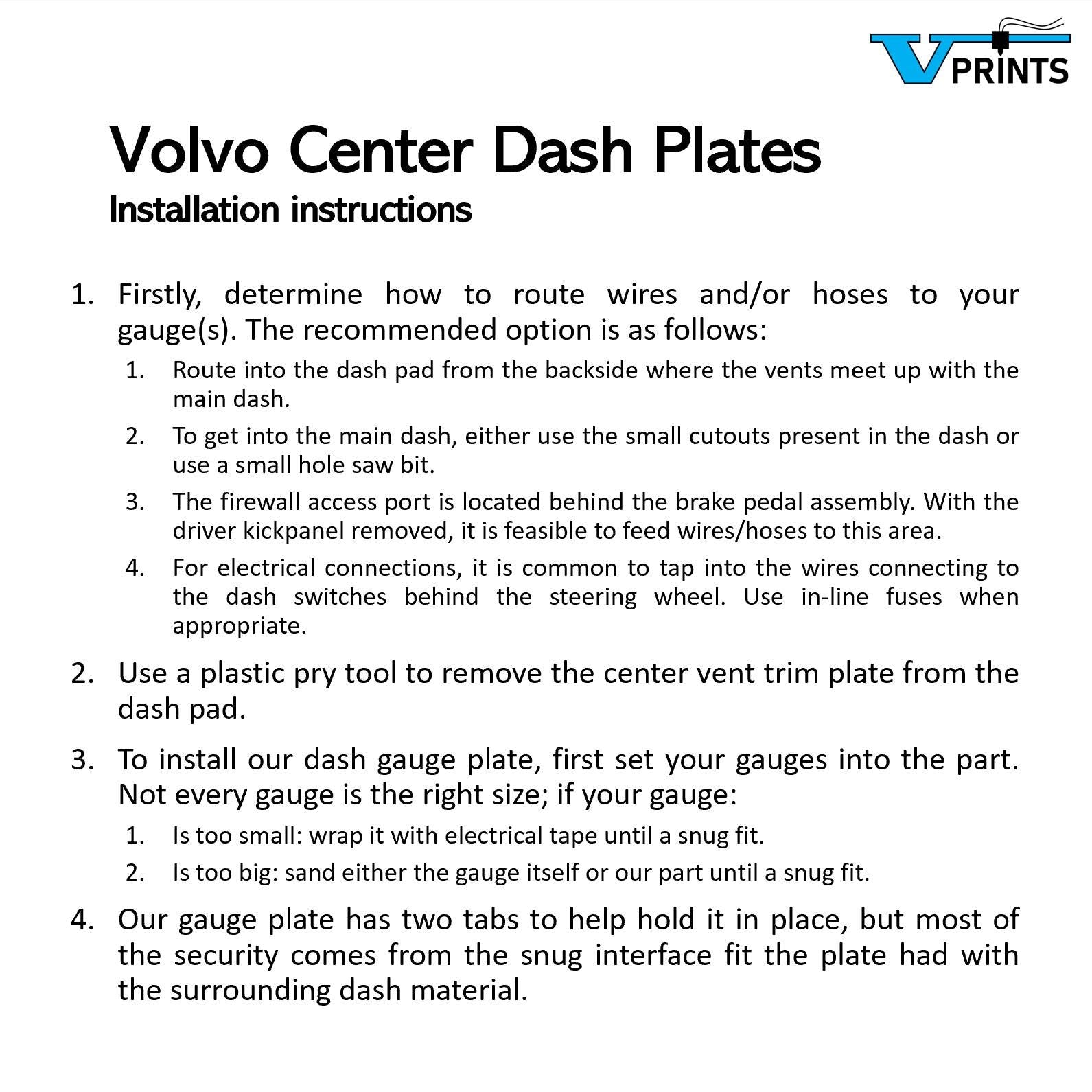 Volvo S70 V70 C70 Center Dash Gauge Plates