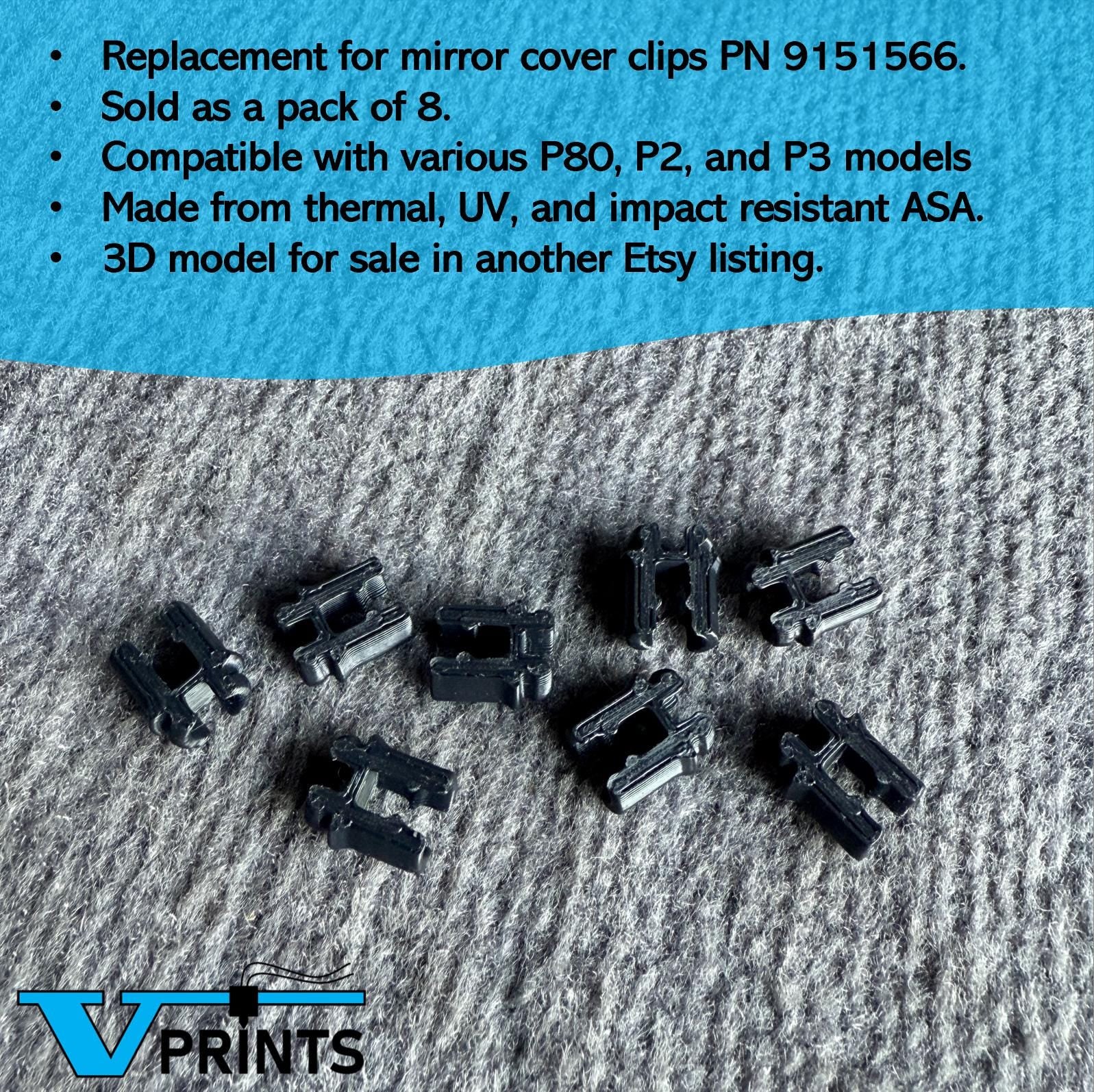 Volvo P80 P2 P3 Mirror Cover Clips Set