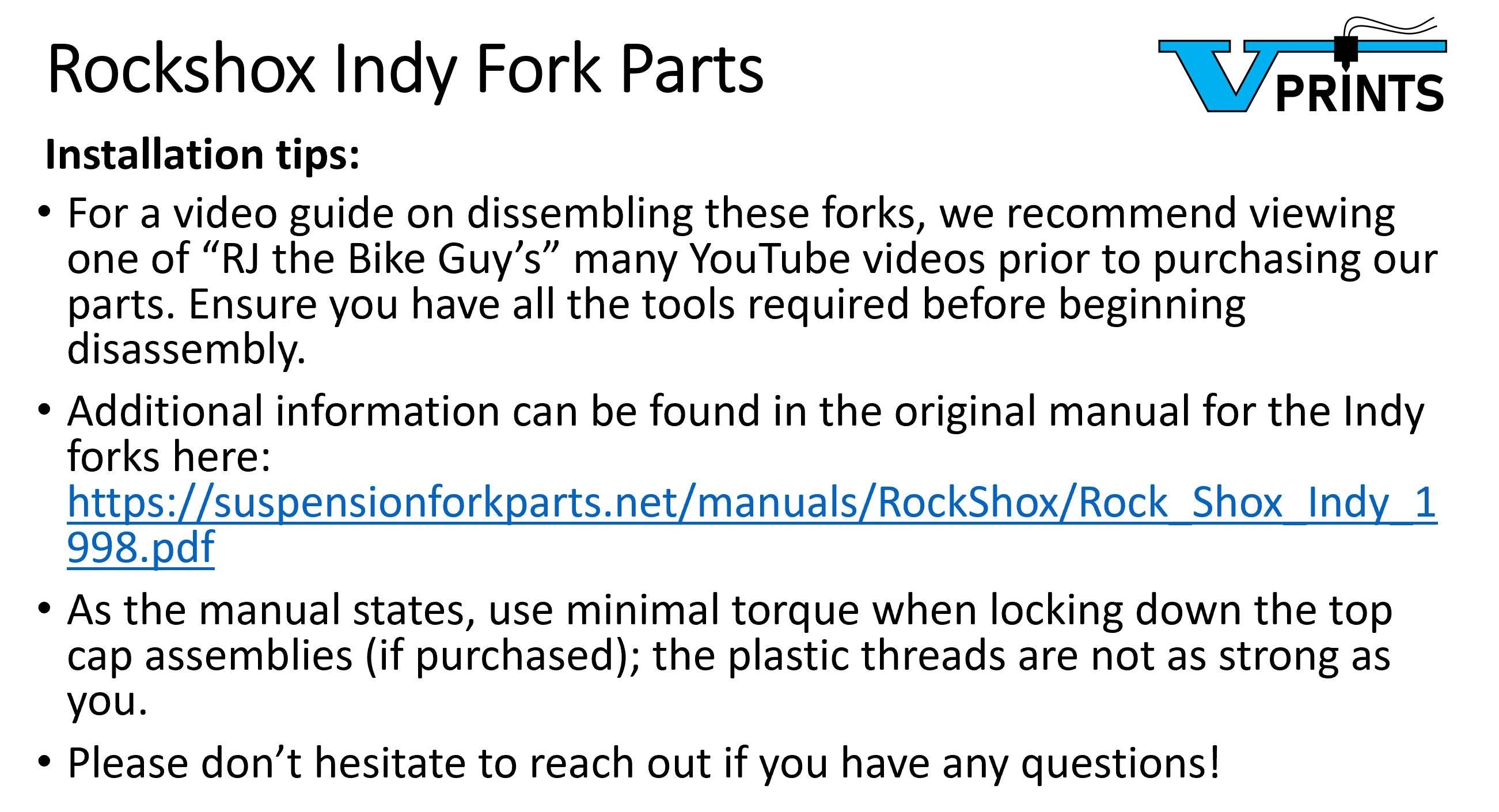 Rockshox Indy Fork - Plastics Refresh Kit