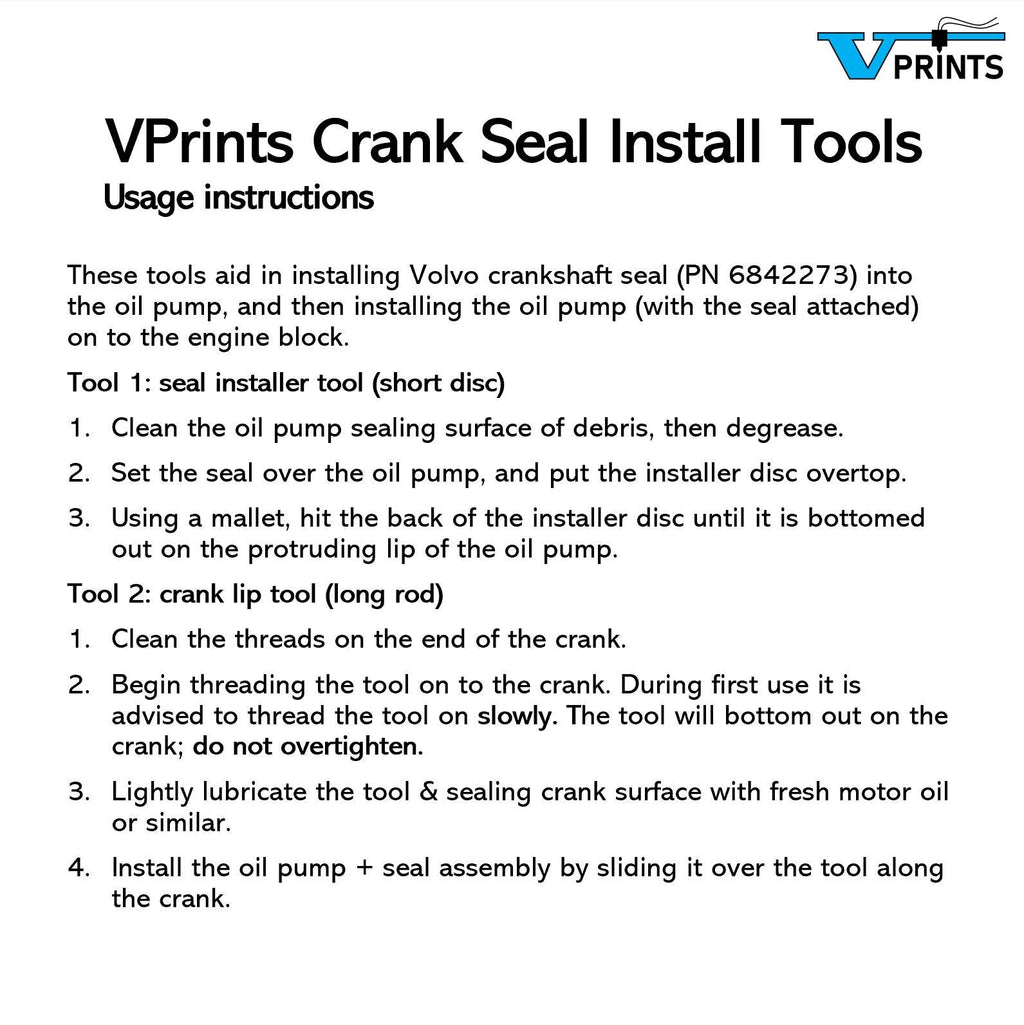 Volvo Front Crank Seal Install Tools (PN 9995747)