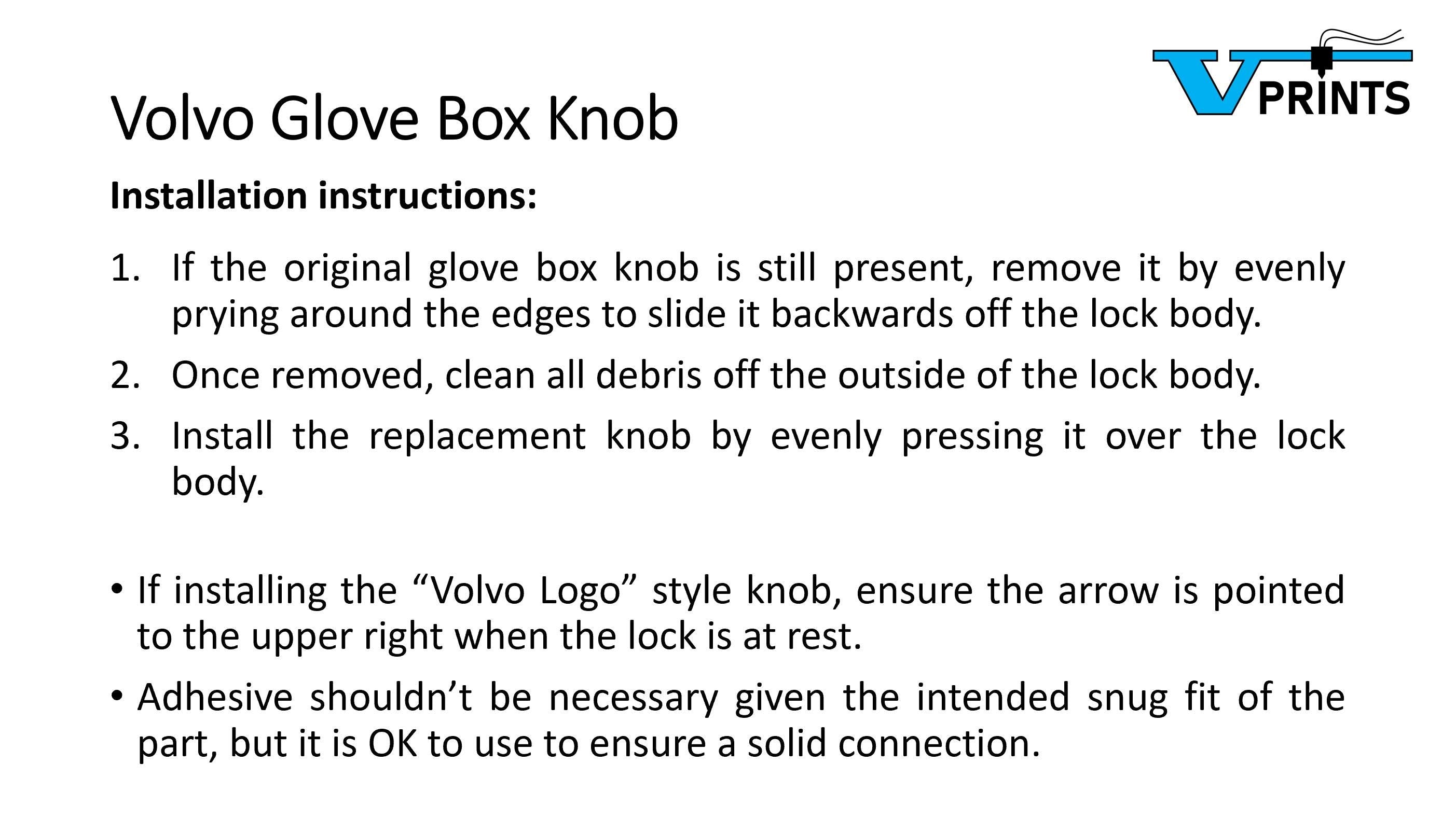 Volvo 740 940 Glovebox Knob
