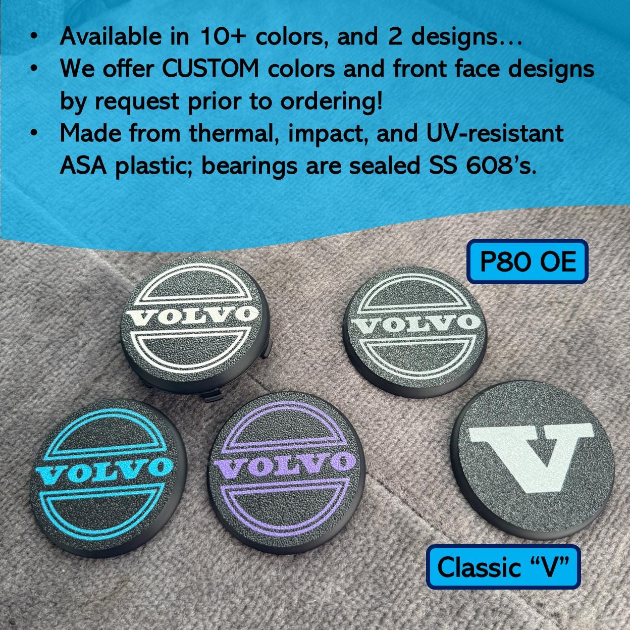 Volvo P80 & P2 Floating Wheel Center Cap Set