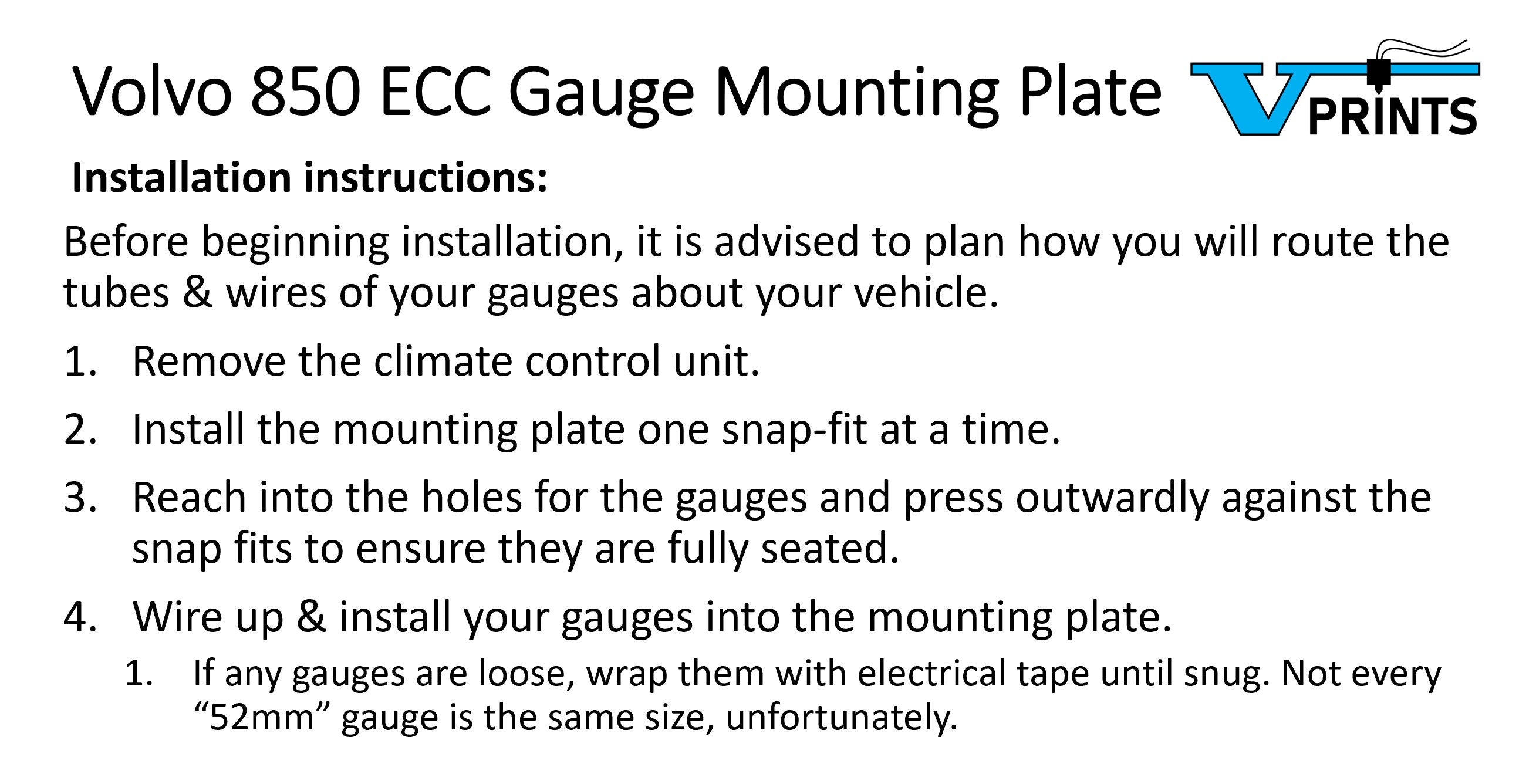 Volvo 850 Climate Control Gauge Plate